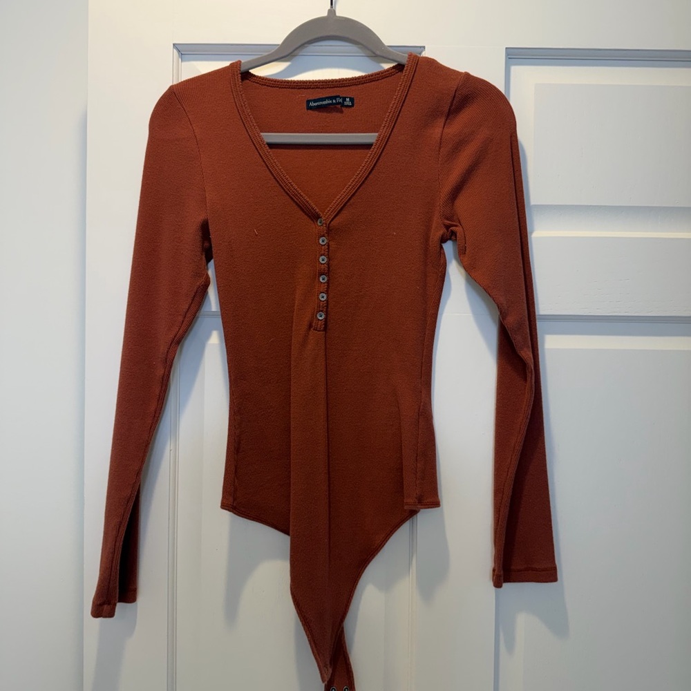 Abercrombie & Fitch Rust Long Sleeve Bodysuit